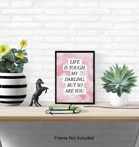 Vista 5 de La vida es dura, pero tú también lo eres - Regalos de aliento para mujeres - Decoración de pared con citas inspiradoras y positivas - Arte de pared
