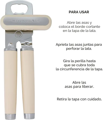 Vista 6 de KitchenAid Classic - Abrelatas y sacacorchos multifunción de fácil uso, rueda de corte de acero inoxidable ultra afilada, mangos ergonómicos suaves