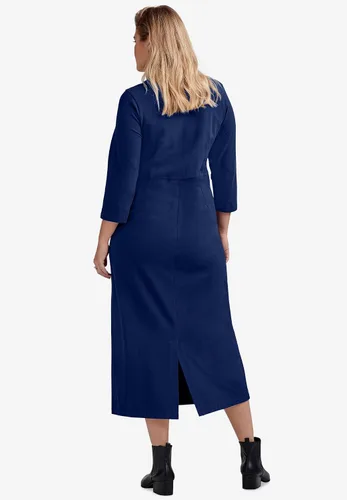 Vista 3 de Ellos Vestido largo de punto de manga 34 para mujer, talla grande