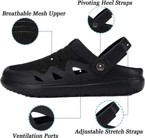 Vista 4 de Zuecos de jardín para hombre y mujer, sandalias transpirables para caminar ortopédicas de verano con suela de fascitis plantar