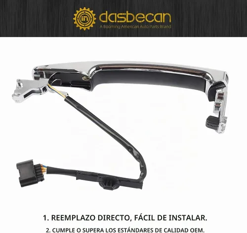 Vista 3 de Dasbecan 2 piezas de manija de puerta delantera exterior inteligente de entrada sin llave cromada compatible con Nissan Rogue 2010-2013, lado