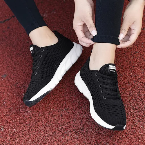 Vista 5 de ZiSUGP Outdoor Fitness Sport Sneakers Shoes Black Sneakers for Women Womens Slip On Sneakers Flying Woven Sports Shoes Women's Shoes Light Lace