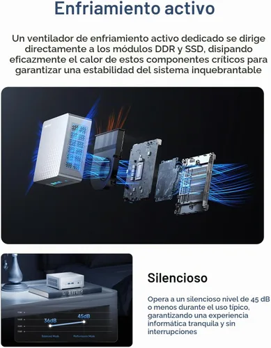 Vista 9 de MINISFORUM Mini PC M1 Plus Intel Core i5-12600H (12C/16T, hasta 4.5GHz), computadora de escritorio SSD DDR5 de 16 GB de 512 GB, salida triple