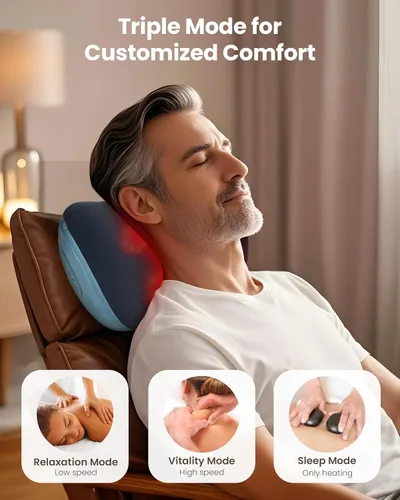 Vista 2 de COMFIER Cojín de asiento de masaje y masajeador Shiatsu para cuello y espalda