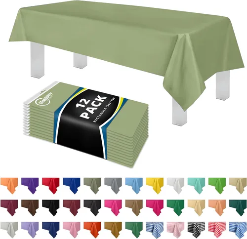 Vista 25 de Mantel de plástico de alta calidad - 54 in. x 108 pulgadas. Grandipity - Mantel rectangular (6 y 12 unidades), Agua (Aqua)