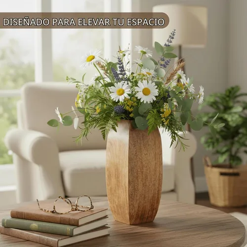 Vista 4 de Mela Artisans Florero de madera de mango - Quemado medio, 12 pulgadas Medio Quemado