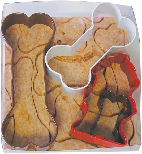 Vista 3 de R&M International Cortadores de galletas de hueso de perro, huesos surtidos e hidrante de fuego, juego de 4 piezas
