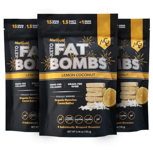 Vista 9 de MariGold Keto Fat Bombs - Limón y Coco, bajo en carbohidratos, rico en colágeno, ghee alimentado con pasto, mantequilla de cacao orgánica, sin