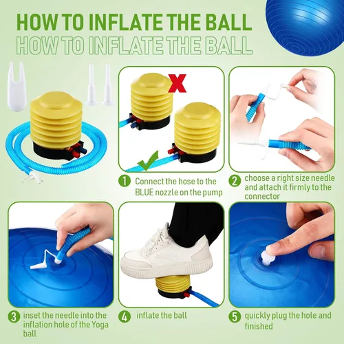 Vista 5 de Leyndo Pelota de ejercicio de yoga, pilates, embarazo, parto, fitness, con bomba rápida, antiestallido para mejorar la postura, equilibrio, yoga