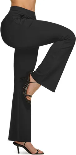 Vista 8 de TSLA Pantalones de yoga y vestir para mujer, 2931 pulgadas, pantalones de trabajo casuales de oficina, pantalones elásticos de pierna recta con 4