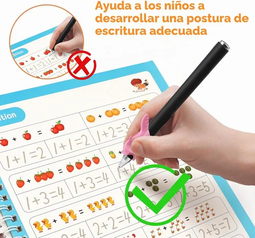 Vista 5 de Libros de práctica de escritura ranurados mágicos, práctica de escritura a mano ranurada para niños Reusable Practice Copybook Set with