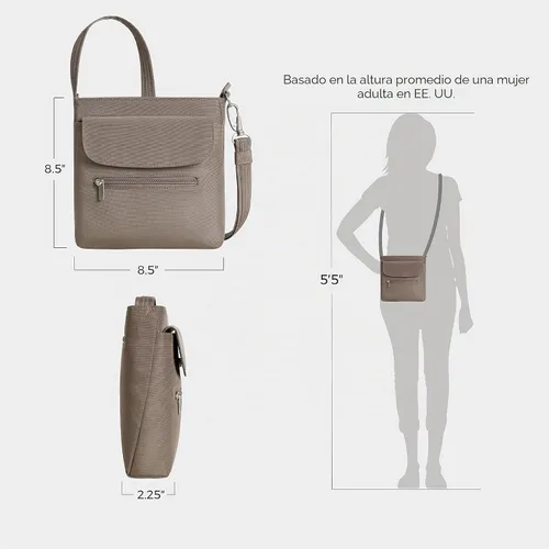 Vista 4 de Travelon - Mini bolsa clásica de hombro antirrobo Avellana