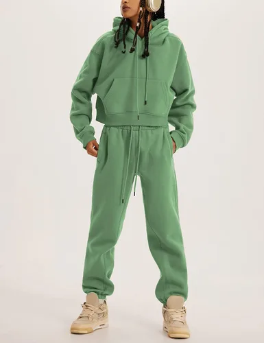 Vista 6 de LTSCNRM Conjunto deportivo de 2 piezas para mujer, sudadera con capucha y forro polar