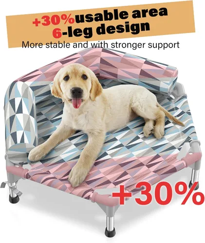 Vista 3 de Cama ortopédica para perros – Camas con refuerzo, camas elevadas refrigerantes para perros con marco de metal, cama elevada para perros, fácil