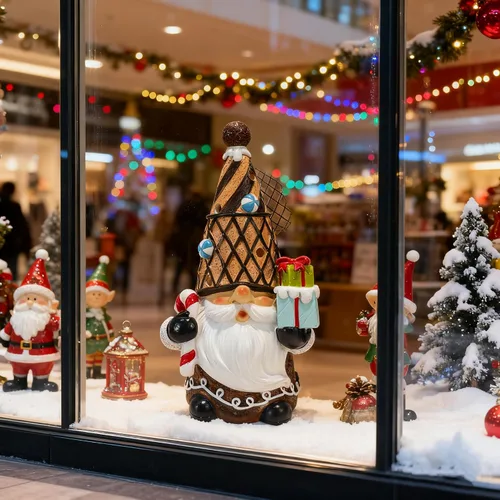 Vista 3 de Decoración de gnomos de Navidad de resina, figuras de gnomos navideños para decoración de mesa de interior, centros de mesa, alféizar de ventana