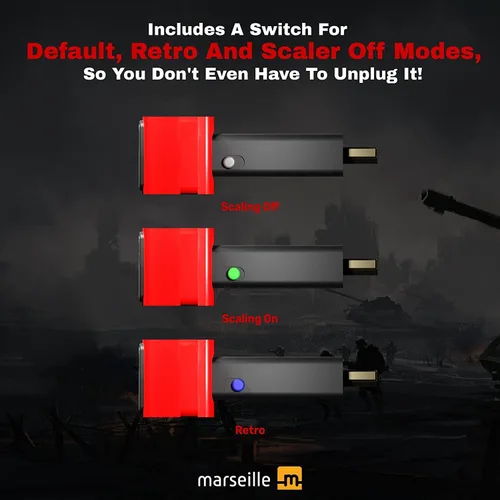 Vista 6 de Marseille mClassic - Consola de videojuegos Plug-and-Play 1440p4K Upscaler - Actualiza tu tarjeta gráfica en tiempo real sin retraso para Nintendo
