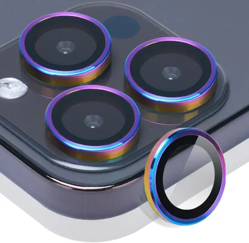 Vista 13 de Protector de lente de cámara para iPhone 15 Pro Max, protector de lente de vidrio templado con anillo de aleación de aluminio, compatible con iPhone