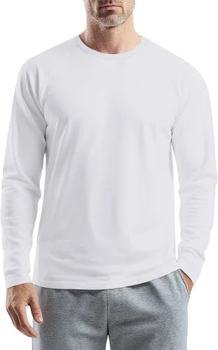 Vista 12 de Camisetas para hombre, manga larga, color sólido, cuello redondo, camisetas básicas informales, M-3XL