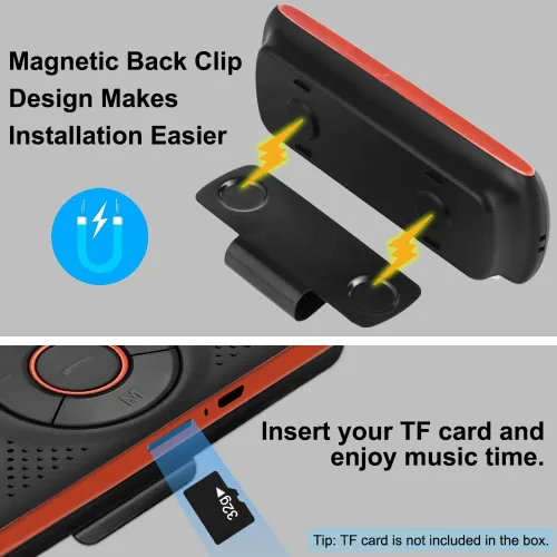 Vista 6 de Skybess Altavoz Bluetooth de coche para teléfono celular, altavoz portátil Bluetooth 5.3 manos libres, reproductor de música inalámbrico, kit