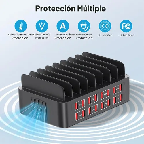 Vista 3 de Estación de carga para múltiples dispositivos, estación de carga USB de 150 W con 16 puertos de carga rápida, estación de carga para iPad