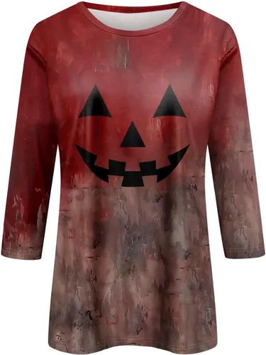 Vista 152 de Camisetas personalizadas para mujer, a la moda, casual, de séptima manga, estampada, cuello redondo, camiseta