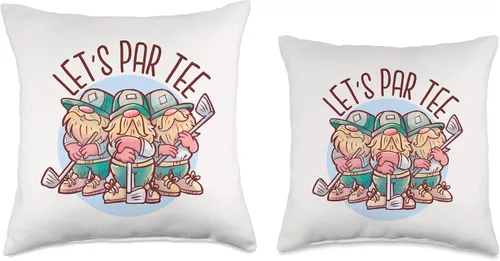 Vista 3 de Let's Par Tee Funny Mini Gnomes Golf Lovers Throw Pillow, 16x16, Multicolor