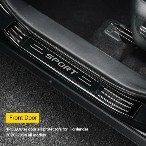 Vista 2 de para Toyota Highlander 2025 2024 2023 2022 2021 2020 Protector de umbral de puerta, Premium 304 Acero inoxidable Protector de entrada de puerta