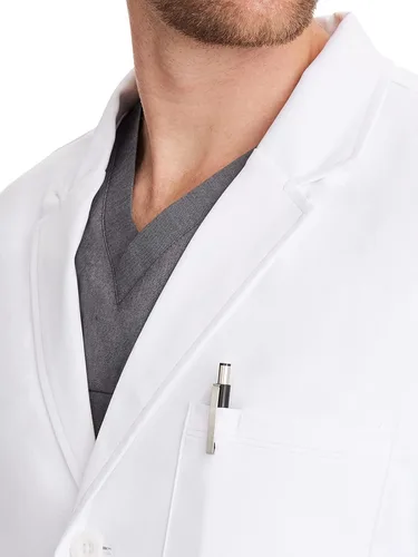 Vista 5 de Healing Hands Mens 5150 Leo Lab Coat Five Pocket Consult Length Lab Coat