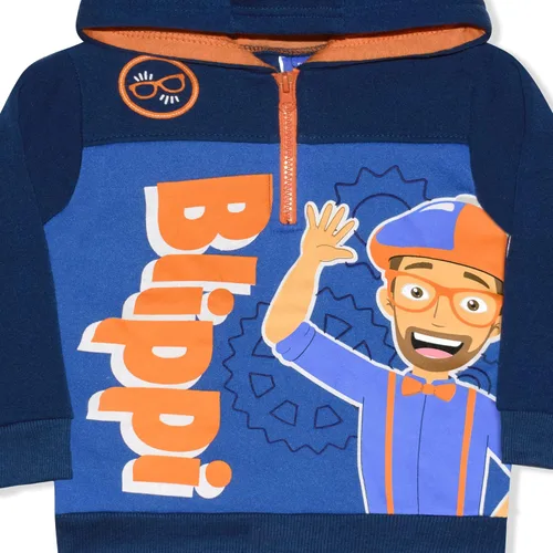 Vista 3 de Blippi Boys Pullover Half Zip Up Hoodie for Toddlers and Little Kids Navy