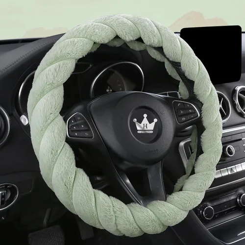 Vista 13 de HighnessHwoo Funda para volante de coche de felpa suave y lujosa de invierno para mujeres, accesorios automotrices cálidos y lindos para vehículos