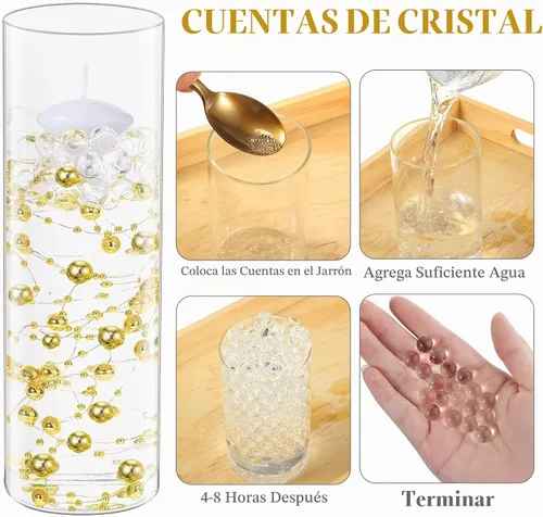 Vista 4 de Shihanee 15 jarrones de cristal para velas, soportes cilíndricos Dorado