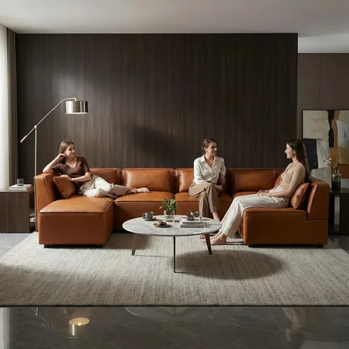 Vista 12 de Anthony - Sofá modular esquinero con orientación izquierda, sofá modular en forma de L de 4 asientos, sofá moderno tapizado suave para sala