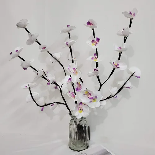 Vista 6 de Paquete de 2 luces LED de árbol de orquídea de mariposa, funciona con pilas, lámpara decorativa de árbol iluminada, ramas iluminadas, luces LED