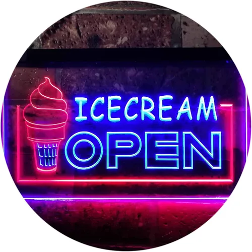 Vista 13 de ADVPRO Ice Cream Open Shop Dual Color LED Neon Sign Blue & Red 12" x 8.5" st6s32-m0079-br