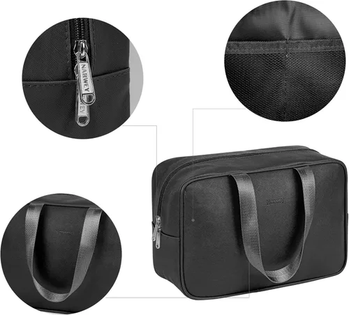 Vista 5 de Narwey Neceser de tamaño completo, bolsa de cosméticos grande, bolsa de maquillaje de viaje, organizador para mujeres y niñas, A-Negro, L, Bolsa