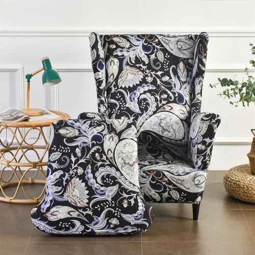 Vista 18 de Fundas para silla Wingback, 2 piezas, fundas elásticas elegantes para silla de ala con parte inferior elástica, protector de muebles para Hojas