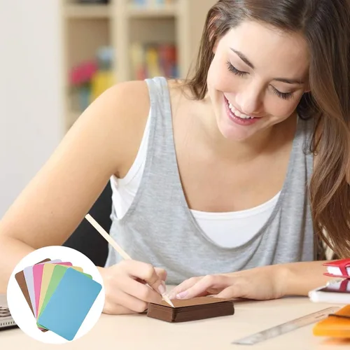 Vista 5 de Primbeeks 300 tarjetas de visita prémium (6 colores Kraft, en blanco, pequeñas 3.5 x 2.2 pulgadas, lisas)
