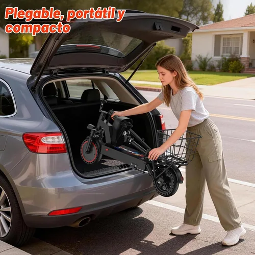 Vista 6 de Scooter eléctrico, scooter plegable E para adultos y adolescentes Gris rojo
