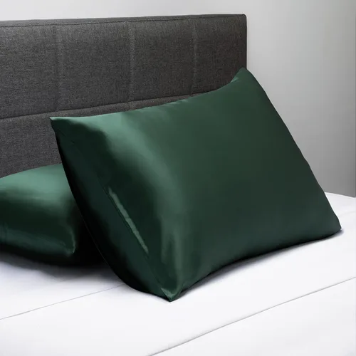 Vista 6 de Funda de almohada de lujo Fishers Finery de 0,8 pulgadas. 100 % pura seda de morera sello Good housekeeping aprobado., Verde oscuro