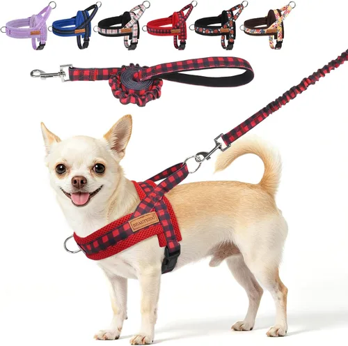 Vista 35 de BEAUTYZOO Arnés para Perros Pequeños, Juego de Arnés y Correa sin Tirones, Arnés de Pecho para Cachorros a Prueba de Escapes con Mango, Arnés Beige