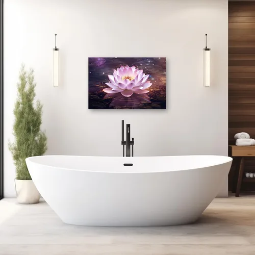 Vista 2 de CXHOSTENT Lienzo decorativo de flor de loto para pared, cuadros zen, decoración de pared, pintura floral rosa, meditación, espíritu, baño, yoga