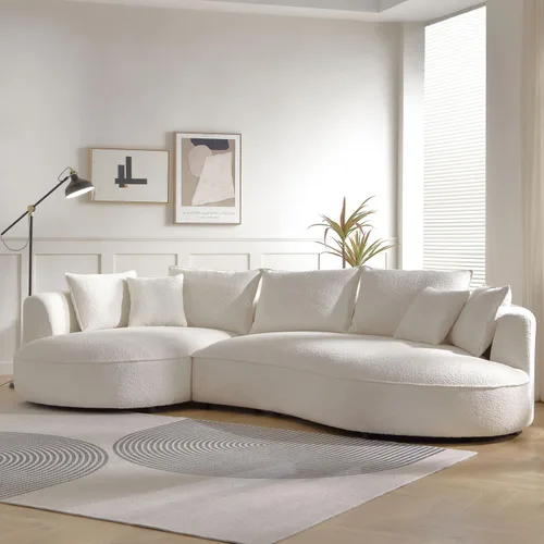Vista 10 de JUSTONE Sofá modular moderno de 104.72 pulgadas, cómodo sofá de asiento profundo con 2 almohadas para sala de estar, dormitorio, apartamento