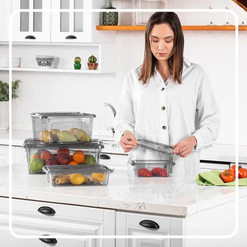 Vista 6 de Tribello Contenedores de almacenamiento de 6 cuartos de galón con tapas, contenedores de almacenamiento de plástico con tapas de pestillo