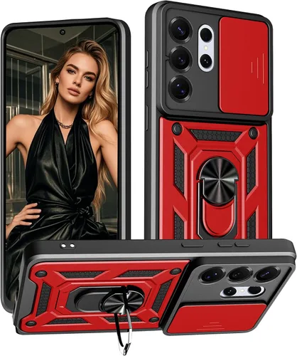 Vista 11 de Ysnzaq Funda para Samsung Galaxy S26, cubierta deslizante integrada para lente de cámara y soporte de anillo, funda protectora de grado militar a