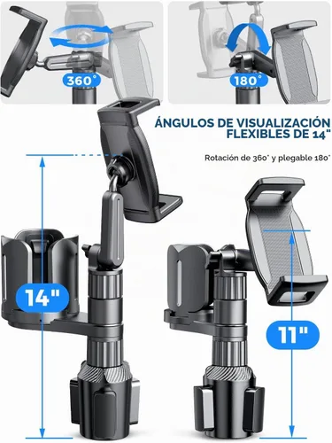 Vista 5 de Soporte para taza de tableta 2 en 1, soporte para bebidas extra para coche