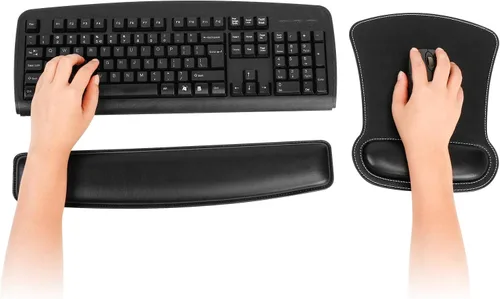 Vista 5 de RICHEN Juego de almohadilla para reposamuñecas para teclado y almohadilla para reposamuñecas de ratón con alfombrilla de ratón, resistente, cómodo