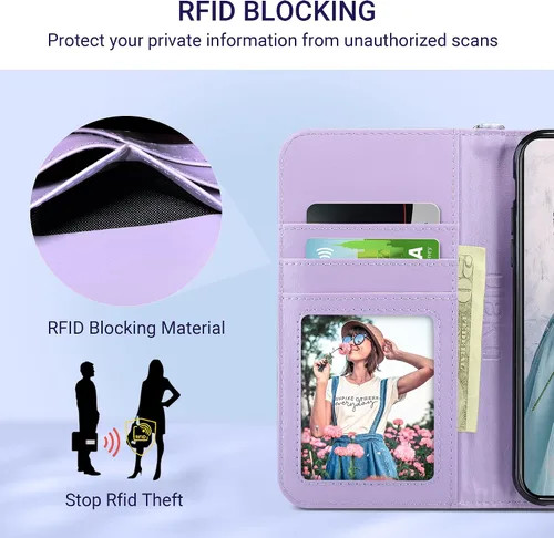 Vista 6 de ULAK Funda compatible con iPhone XR tipo cartera para mujer, de piel sintética de alta calidad, con tarjeteros, función atril, funda protectora a