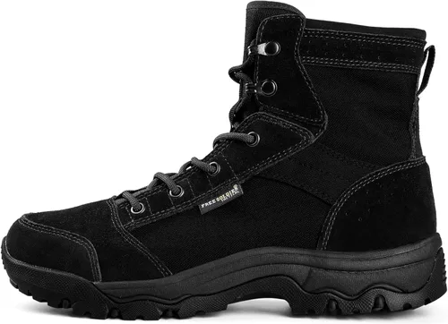 Vista 8 de FREE SOLDIER Botas de senderismo tácticas para hombre, ligeras, cómodas, botas de trabajo de combate de 6 pulgadas Canela