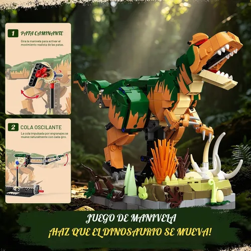 Vista 3 de INSOON Juego de construcción de dinosaurios mecánicos, juguete STEM