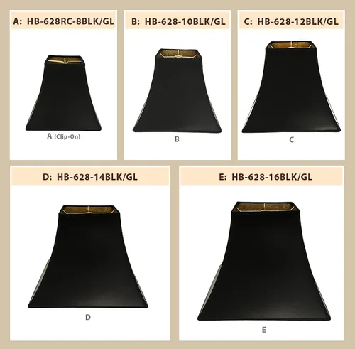 Vista 5 de Royal Designs - Pantalla de lámpara cuadrada con tapa dura, accesorio de clip redondo, negro, forro dorado de pelo de caballo, (4 x 4) x 8 x 7